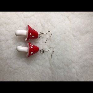 Handmade mushroom earrings cottage core dangle earrings